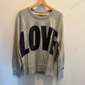 Acne Gray Crewneck Sweater with Bold LOVE Design